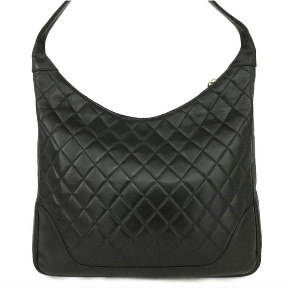 CHANEL Quilted Matelasse CC Logo Lambskin Shoulder Bag Black - Picture 4 of 11